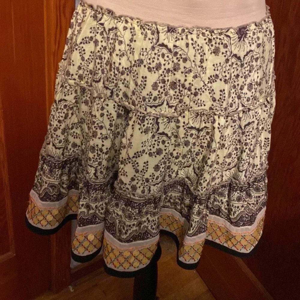 💜💜 FREE PEOPLE Cute Elastic Waist Tiered Ruffled Skirt Ladies Size Medium